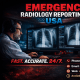 Emergency Radiology Reporting USA specialist reviewing CT and X-ray scans on multiple monitors with 24/7 teleradiology services across all 50 states.