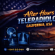 After hours teleradiology california USA with USA flag, Golden Gate Bridge, and radiology X-ray screens at night