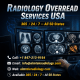 Radiology Overread Services USA specialist radiologist reviewing CT, MRI, and X-ray scans on multiple monitors with 24/7 nationwide teleradiology coverage.